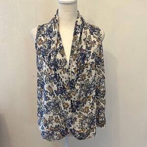 Bishop + Young draped floral sleeveless blouse Size S New